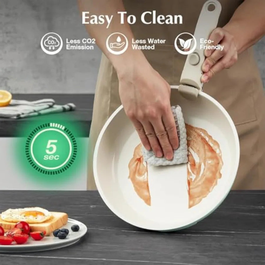 Nonstick Ceramic Pots And Pans Set With Detachable Handle Induction