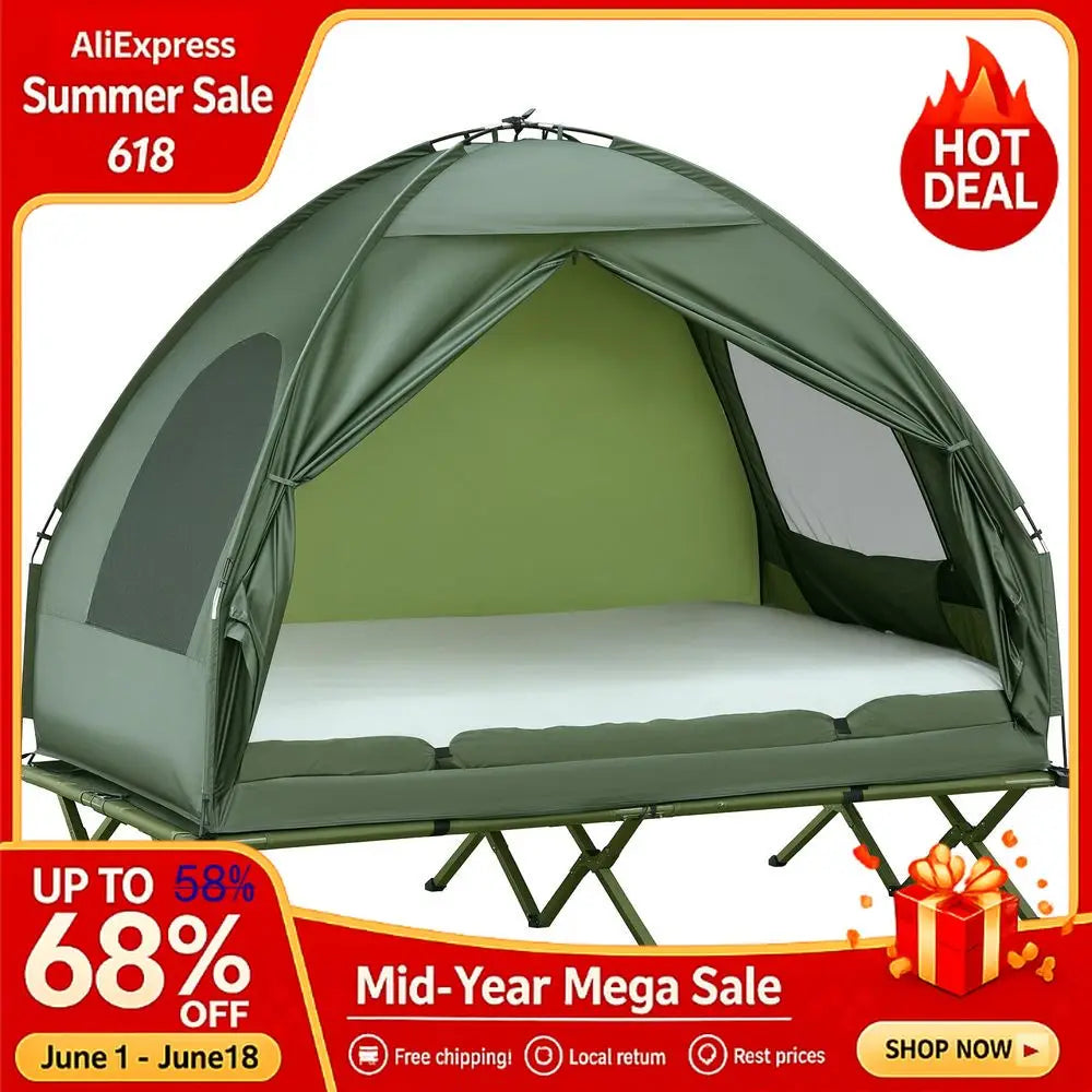 MBVM 4in1 Elevated Camping Tent Bed Combo With Air Mattress