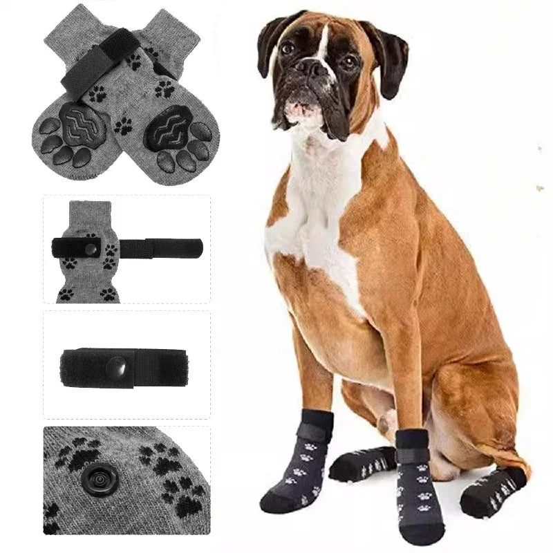 Adjustable Anti Slip Dog Socks Paw Protection Indoor Soft Cotton