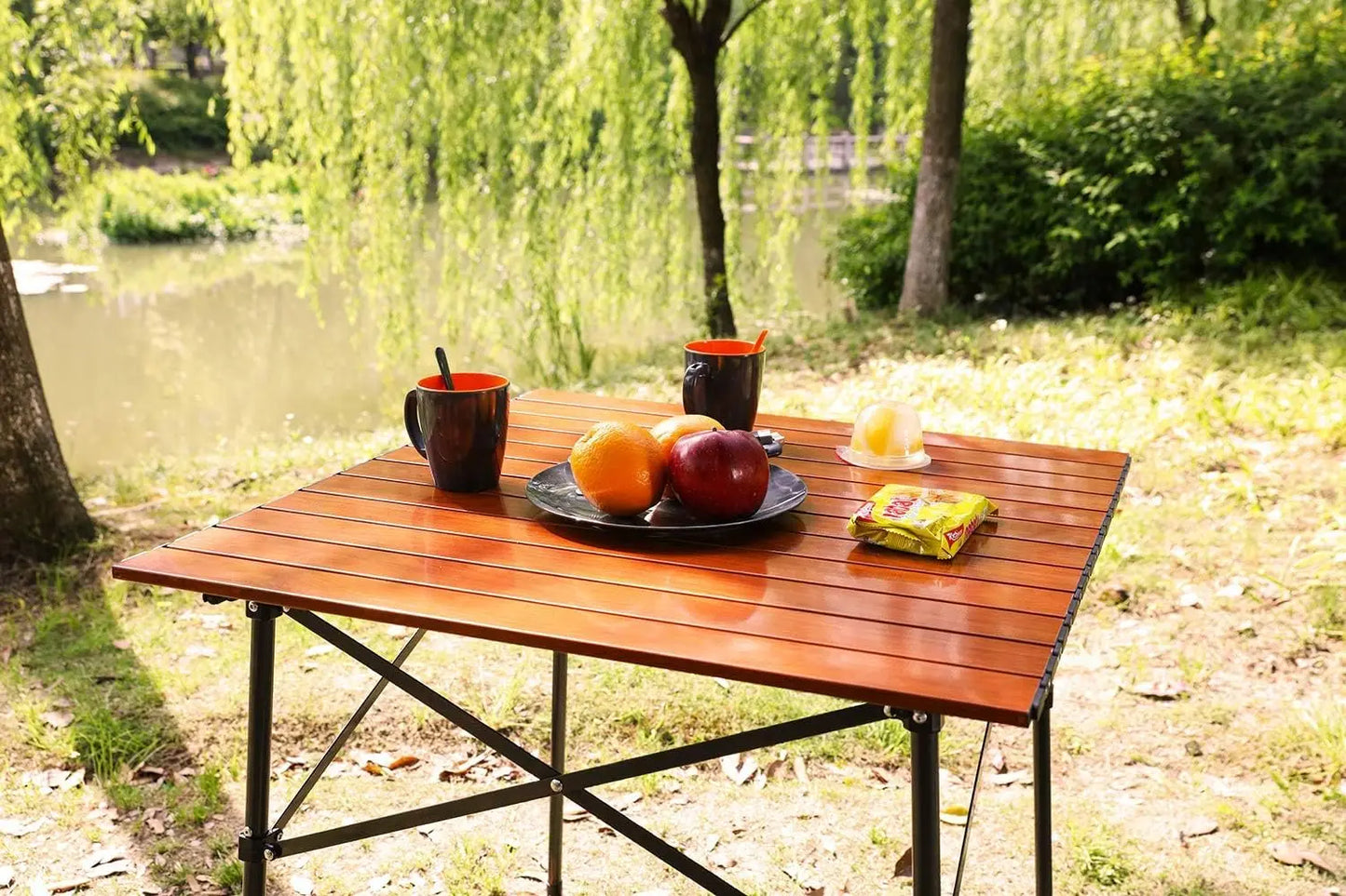 Lightweight Folding Square Table Roll Up Top For Camping
