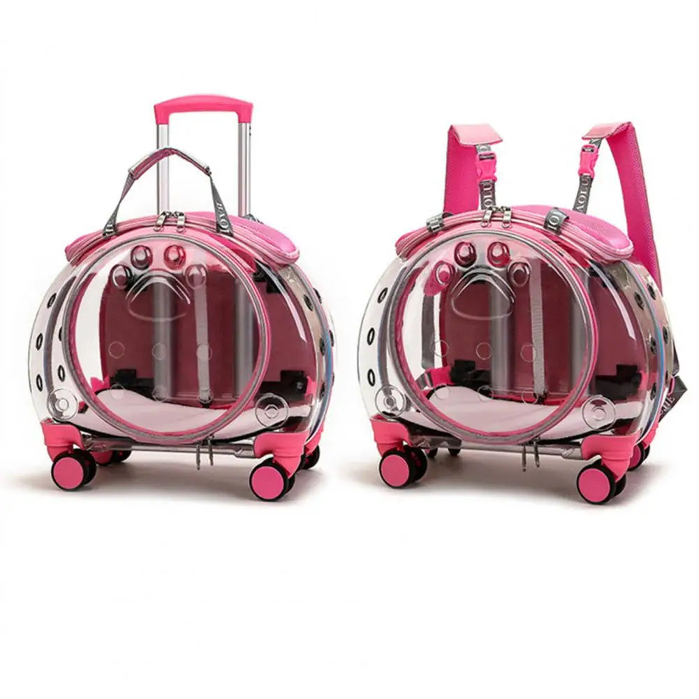 Pet Trolley Backpack With Clear Ventilation Holes And Silent Wheels
