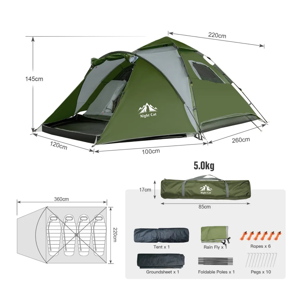NightCat Pop Up Tent For 2 To 3 People Weatherproof