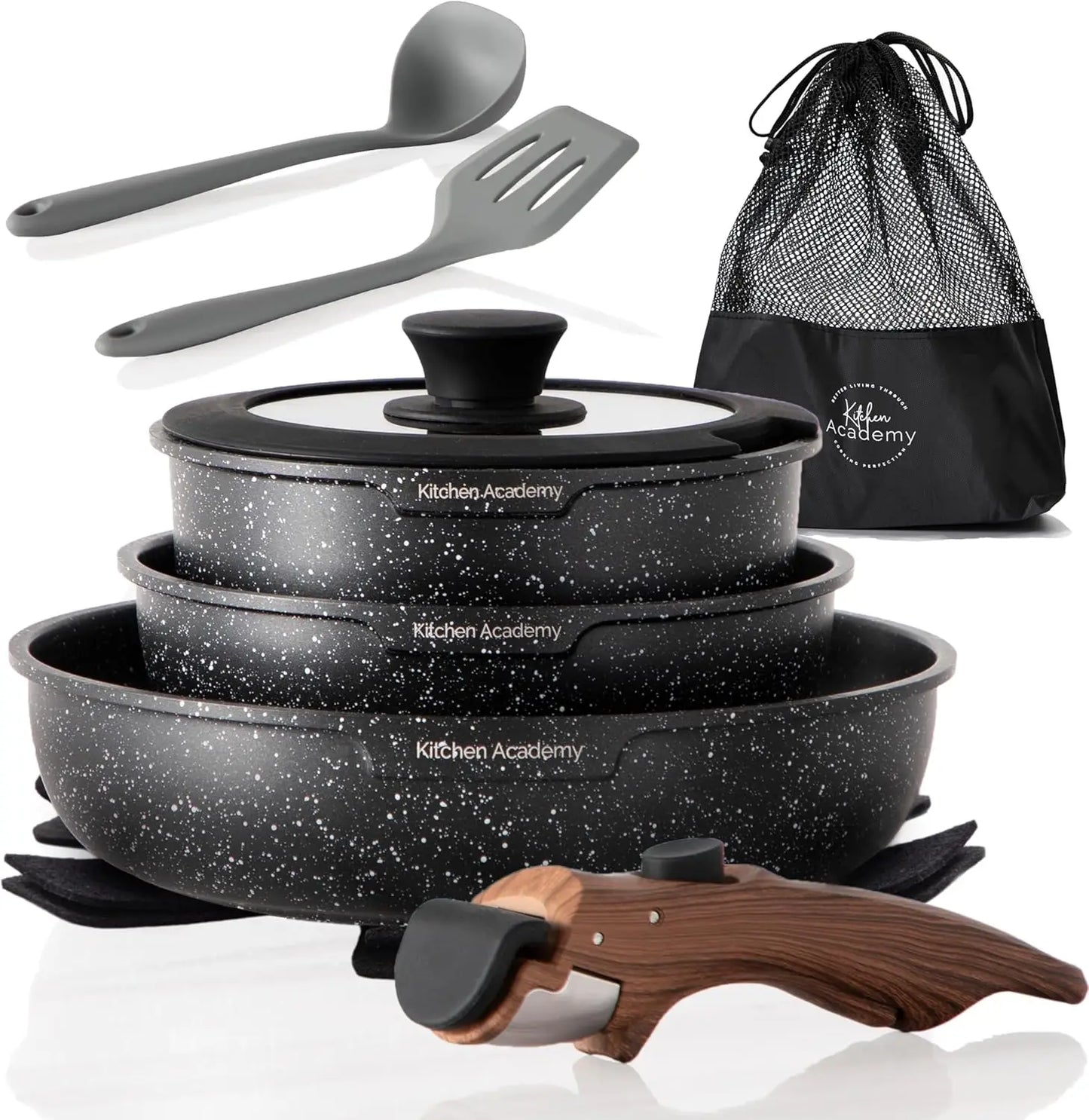 YTYIN 10-Piece Removable Handle Induction Cookware Set Nonstick For RV Camp