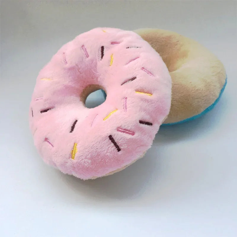PetMundo Soft Plush Donuts Dog Toy With Squeaker Sound