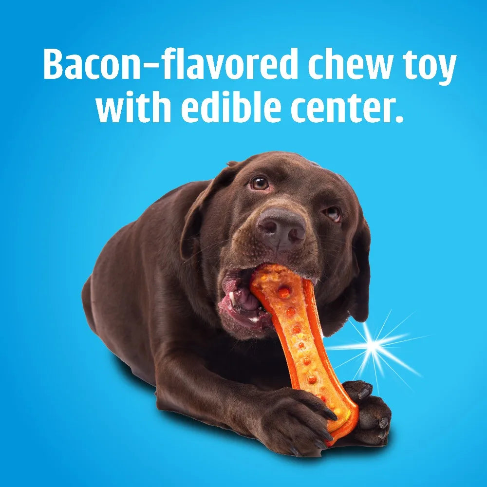 Durable Nylon Dog Chew Toy For Aggressive Chewers Dental Cleaning Bacon Flavor