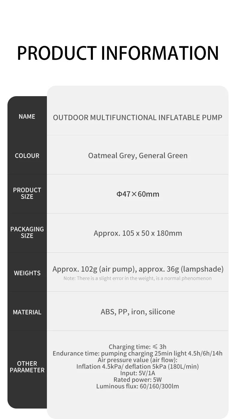 Naturehike Portable Multi Function Air Pump For Inflatable Mat