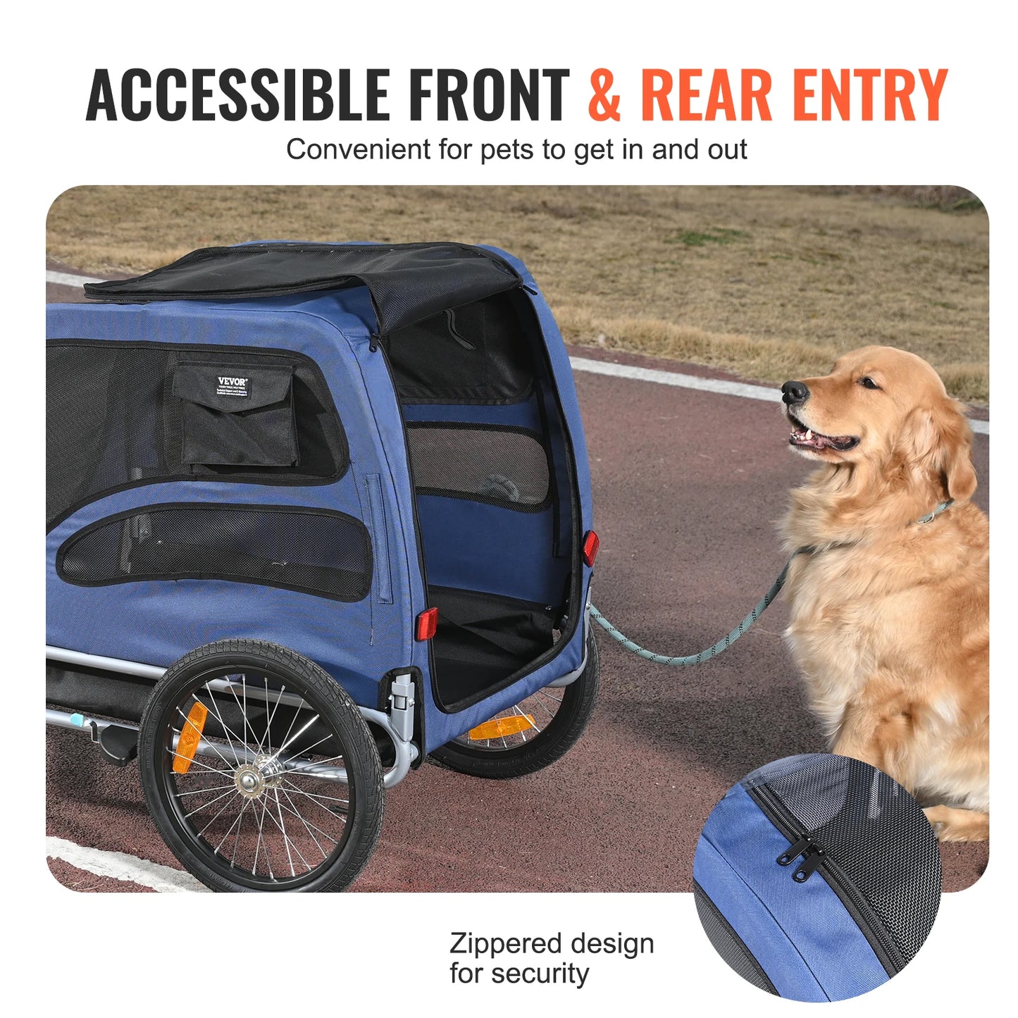 Pet Bicycle Carrier Trailer For Dogs, Foldable And Easy Storage