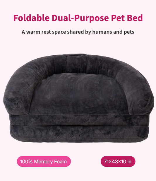 Dual-Use Pet Bed Foldable Cozy Cuddler for Pets and Owners