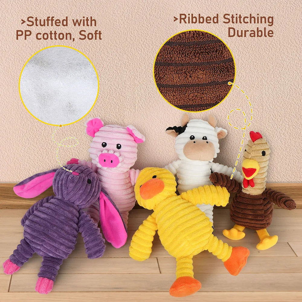 5 Pack Plush Squeaky Dog Toys Chew Bundle Value Collection