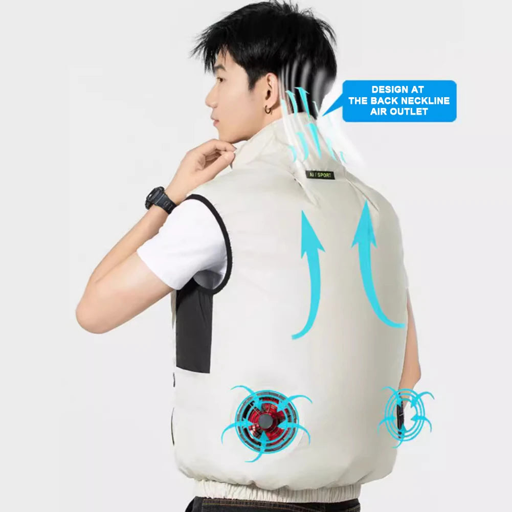 Wearable Cooling Vest With Air Conditioning Fan For Outdoor Summer