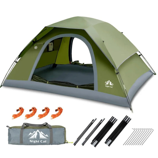 Night Cat Camping Tents With Rainfly Easy Clip Setup Waterproof