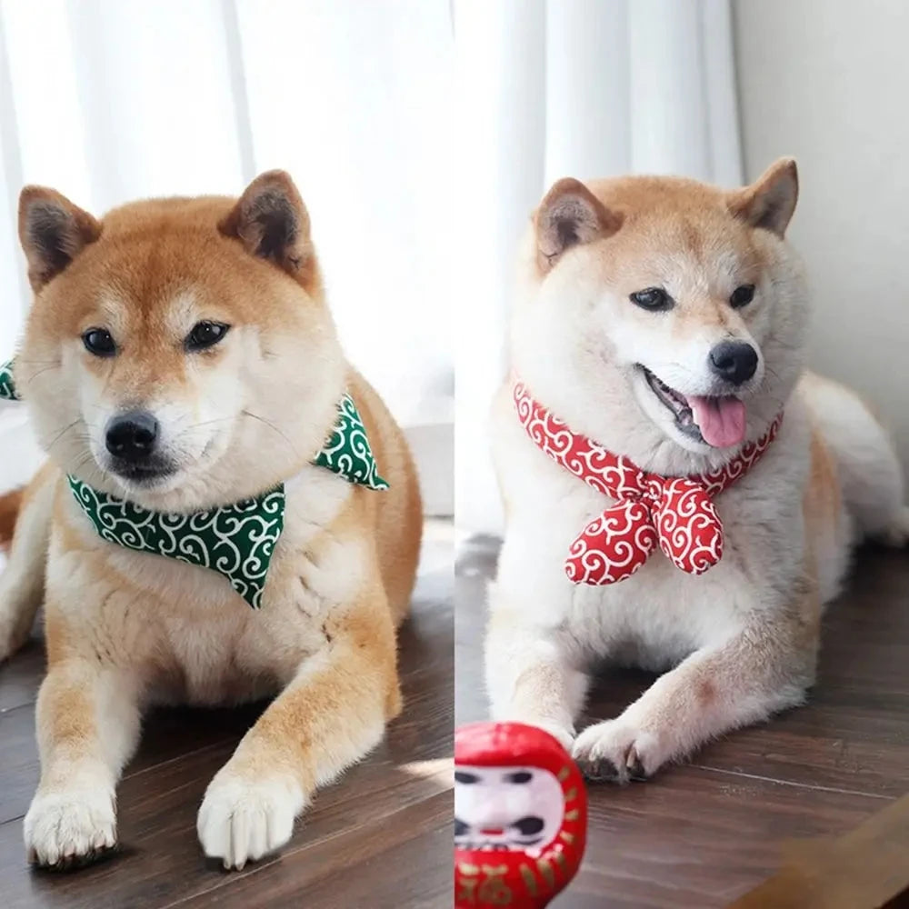 Soft Cotton Dog Bandana Washable Japanese Farmhouse Pet Collar Accessory
