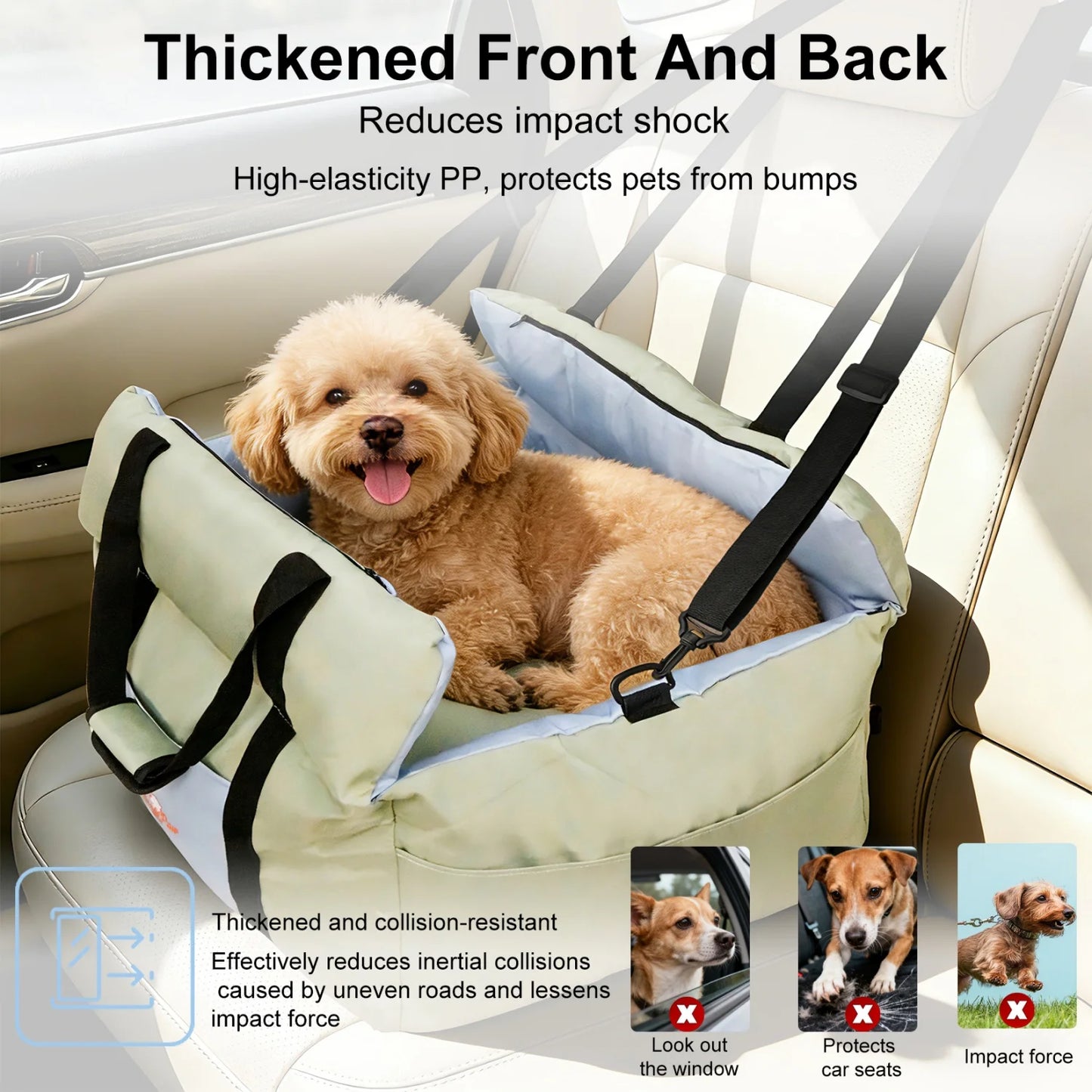 BINGOPAW Dog Car Seat For Small Dogs Washable Booster Carrier With Safety Belt