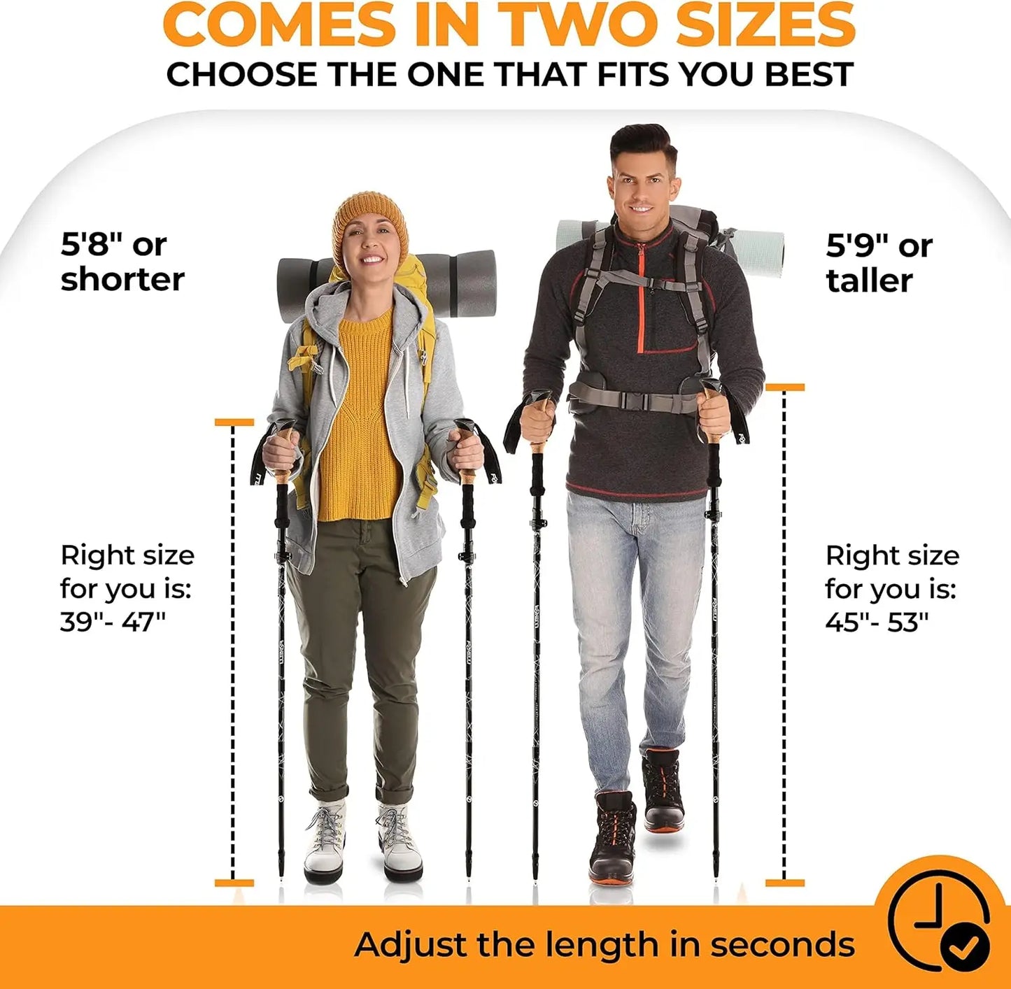 Lightweight Trekking Poles With Ergonomic Cork Grip And Quick Locks