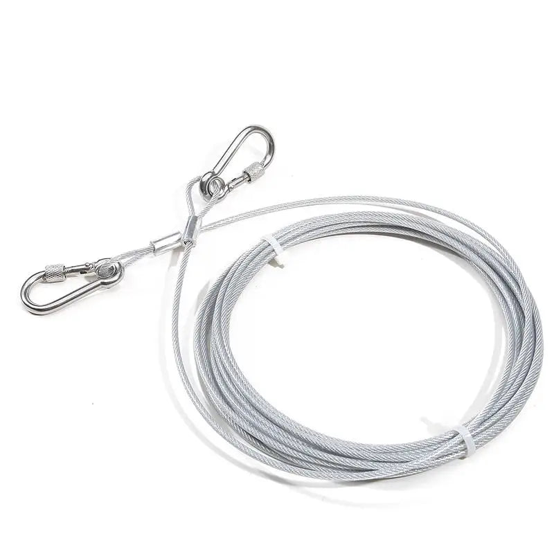 Double Headed Stainless Steel Dog Tie Out Cable Leash With Metal Buckle
