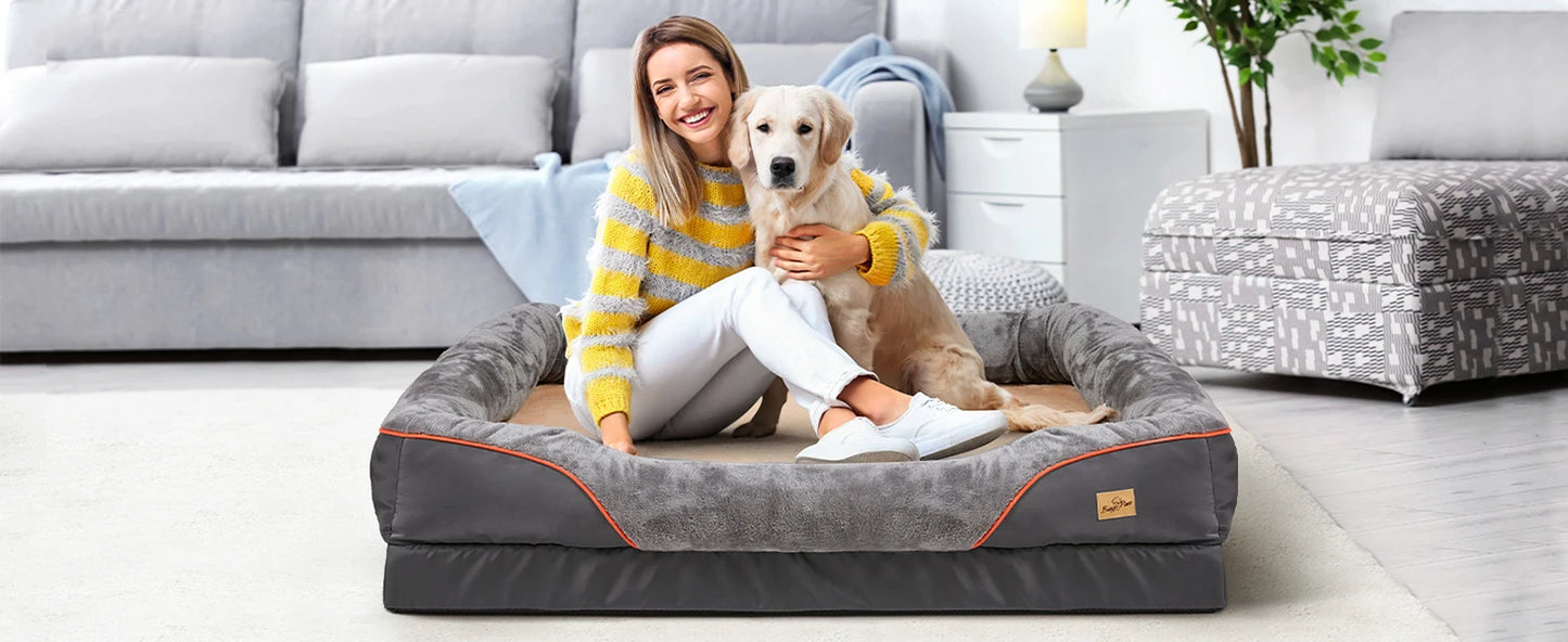 BORWART Orthopedic Memory Foam Dog Bed With Removable Cover
