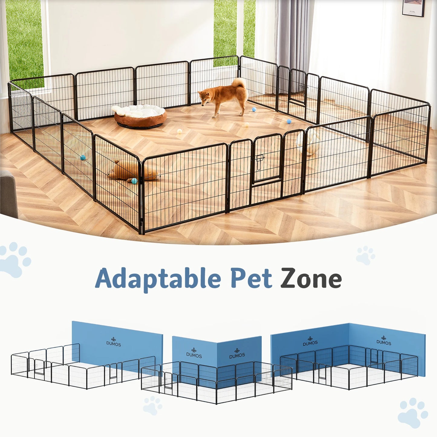 JHK Foldable 16-Panel Dog Playpen Pet Fence For Indoor Outdoor