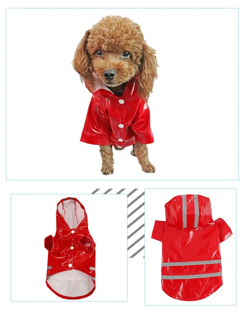 Waterproof PU Dog Raincoat With Hood For Pets
