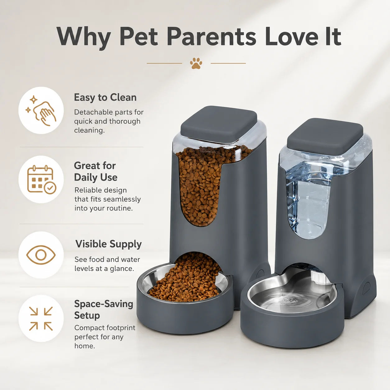 Automatic Pet Feeder and Water Dispenser Station with Stainless Bowl