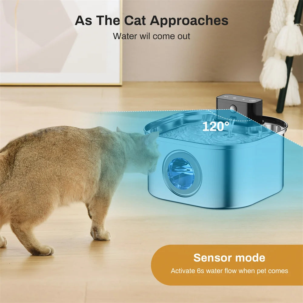 Wireless Stainless Steel Pet Water Fountain Automatic Cat Water Feeder