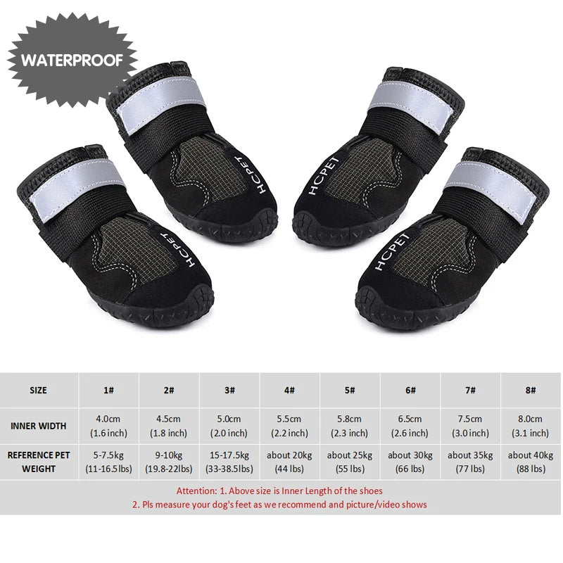 HCPET Waterproof Outdoor Dog Boots Set Durable Breathable