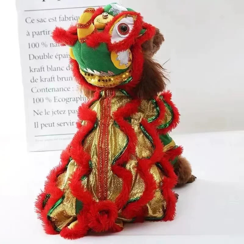 2026 Costume Lion Dance Dog And Cat Spring Festival Dog Costume Chinese New Year Role Play Puppy Pet Chihuahua Puppy Costume