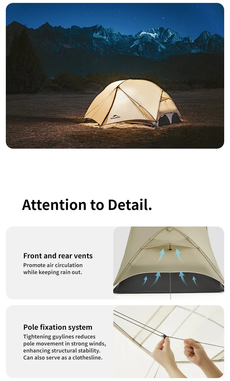 Naturehike Mongar Ultralight Backpacking Tent 15D Nylon Waterproof