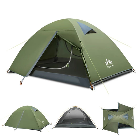 Night Cat 2 Person Backpacking Tent With Aluminum Poles Rainfly Waterproof - Paws and Pro's Outfitters