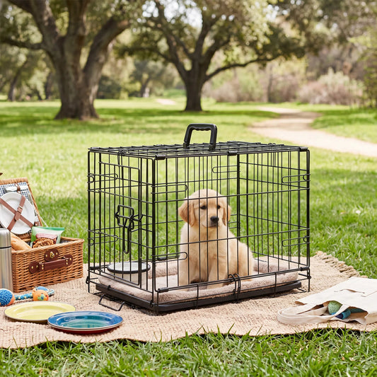 JHK Dog Crate With Secure Lock Foldable Removable Tray
