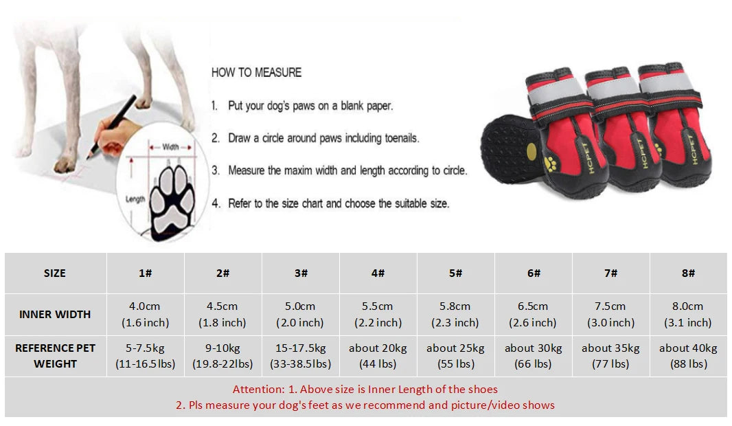 HCPET Waterproof Outdoor Dog Boots Set Durable Breathable