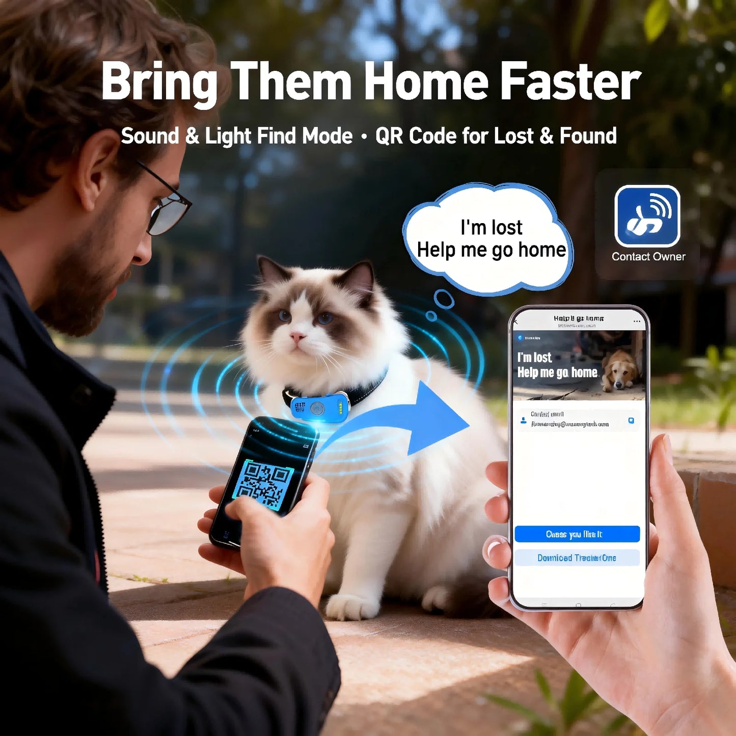 WANWAYTECH GPS Pet Tracker Real Time Tracking For Dogs And Cats Unlimited Range