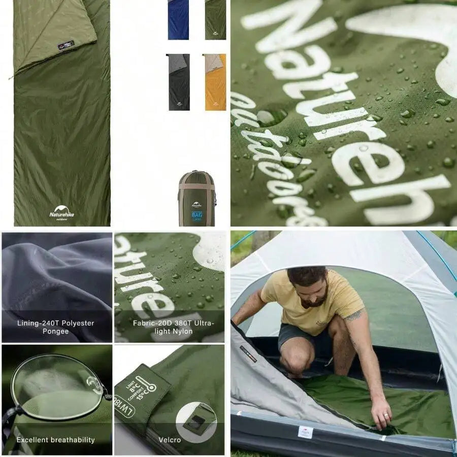 Lightweight Envelope Sleeping Bag Waterproof Ripstop Nylon For Camping