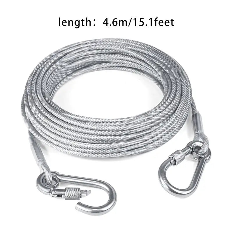 Double Headed Stainless Steel Dog Tie Out Cable Leash With Metal Buckle
