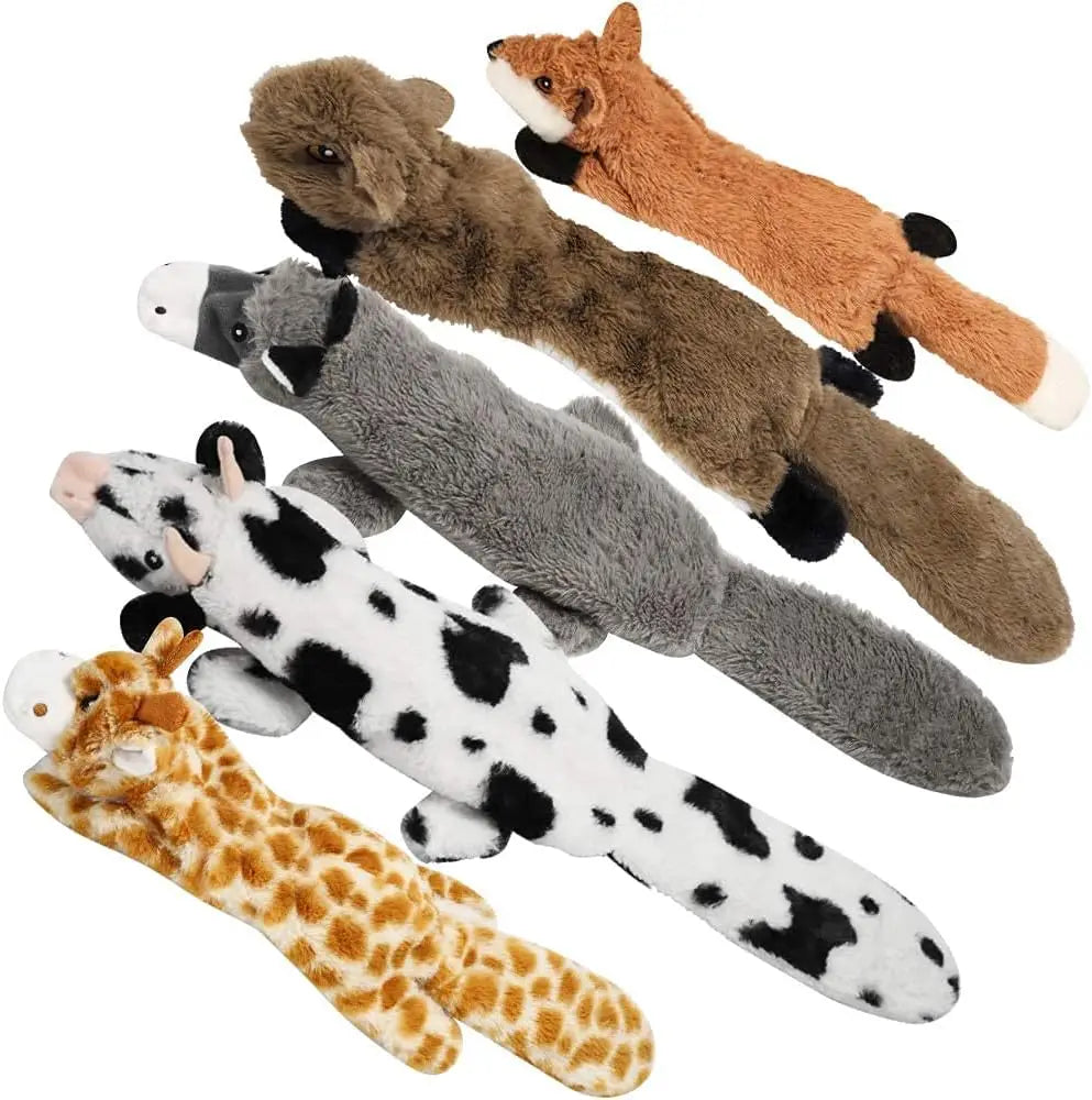 Dog Squeaky Toy Set Five Crinkle Plush No Stuffing