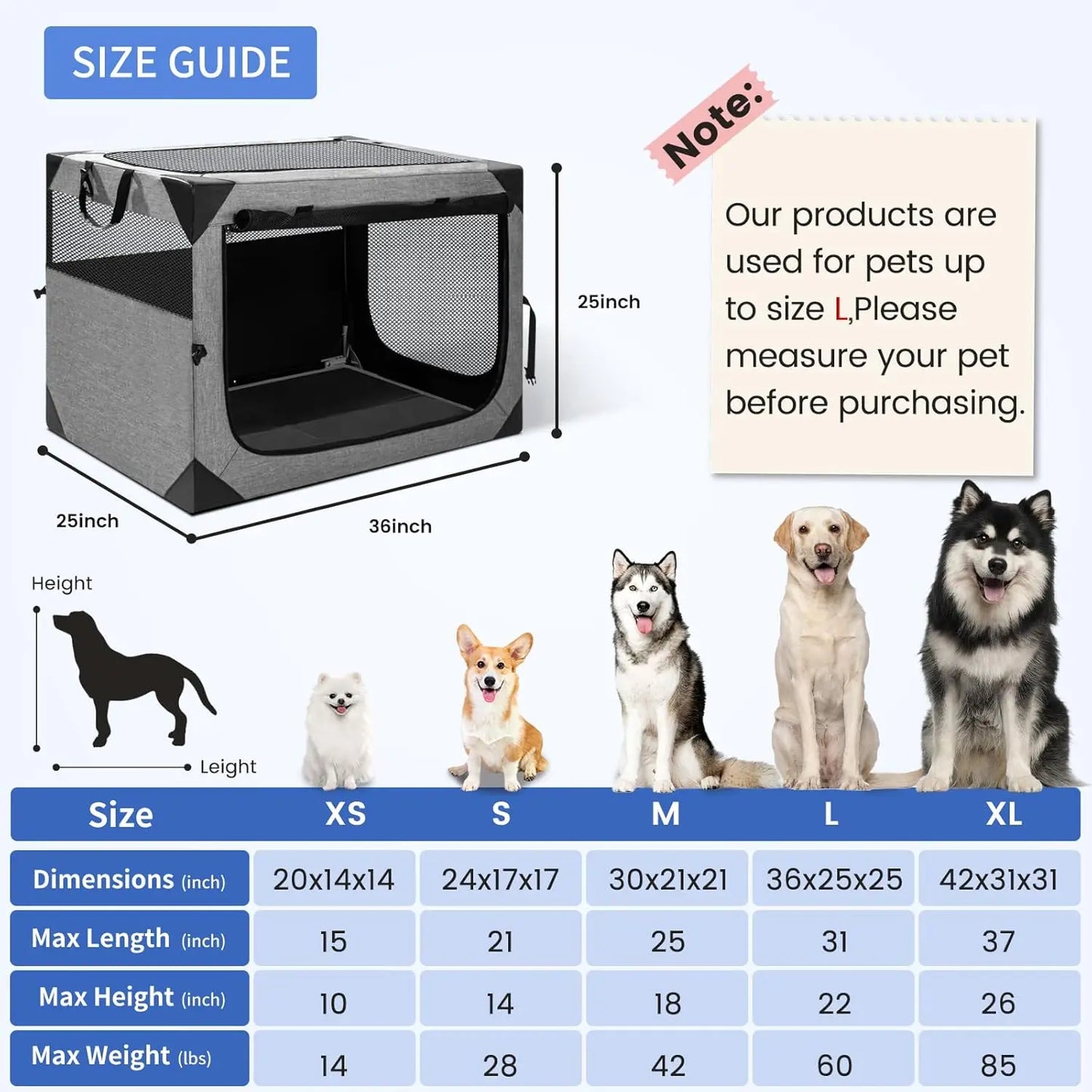 Portable Foldable Dog Crate With Three Doors And Durable Mesh