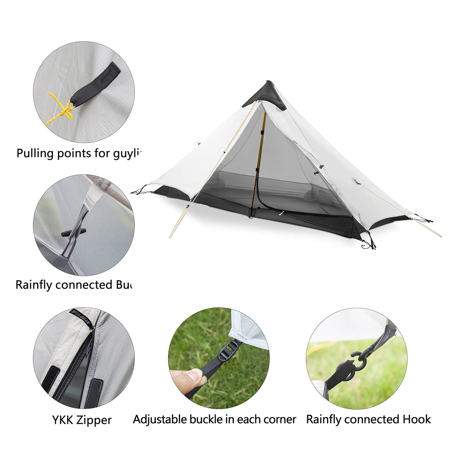 Ultralight 1-Person Pyramid Tent 3-Season Waterproof