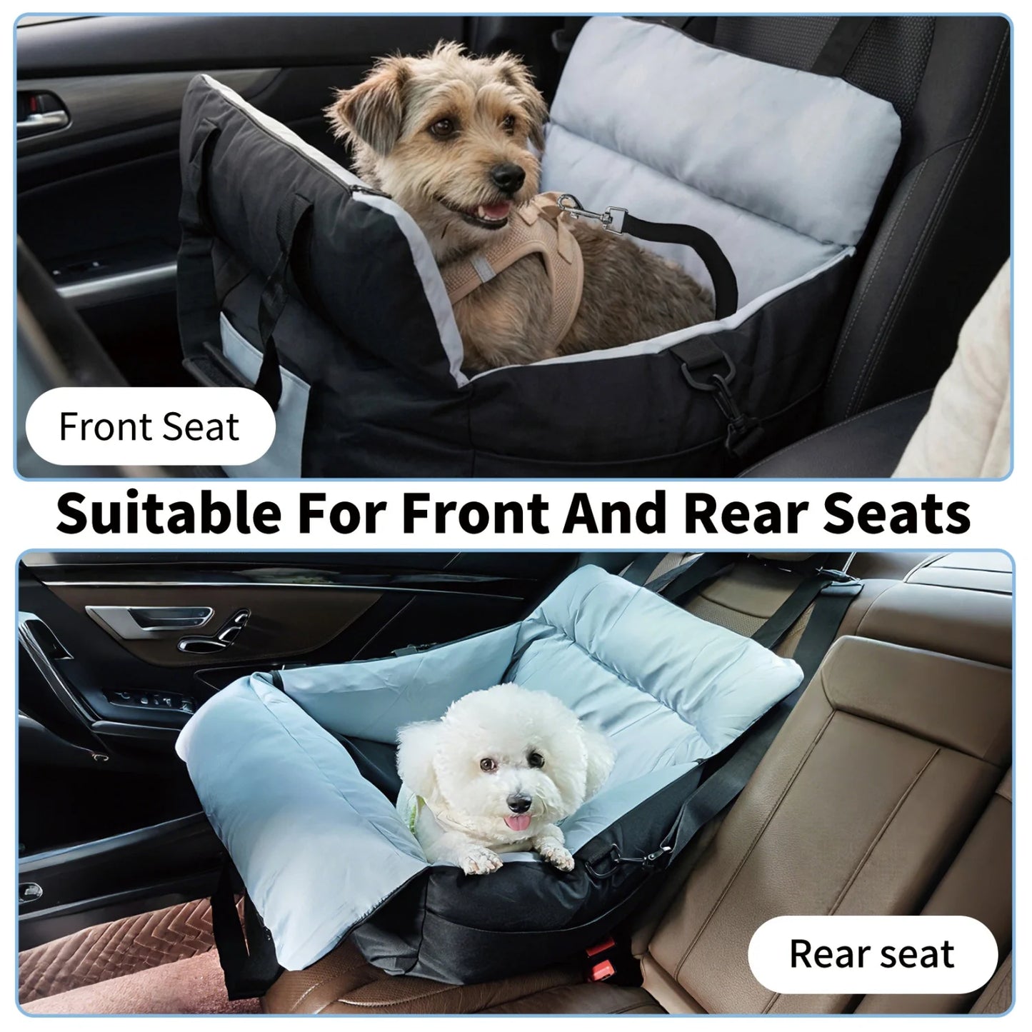 BINGOPAW Dog Car Seat For Small Dogs Washable Booster Carrier With Safety Belt