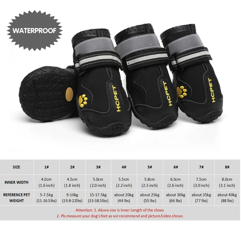 HCPET Waterproof Outdoor Dog Boots Set Durable Breathable