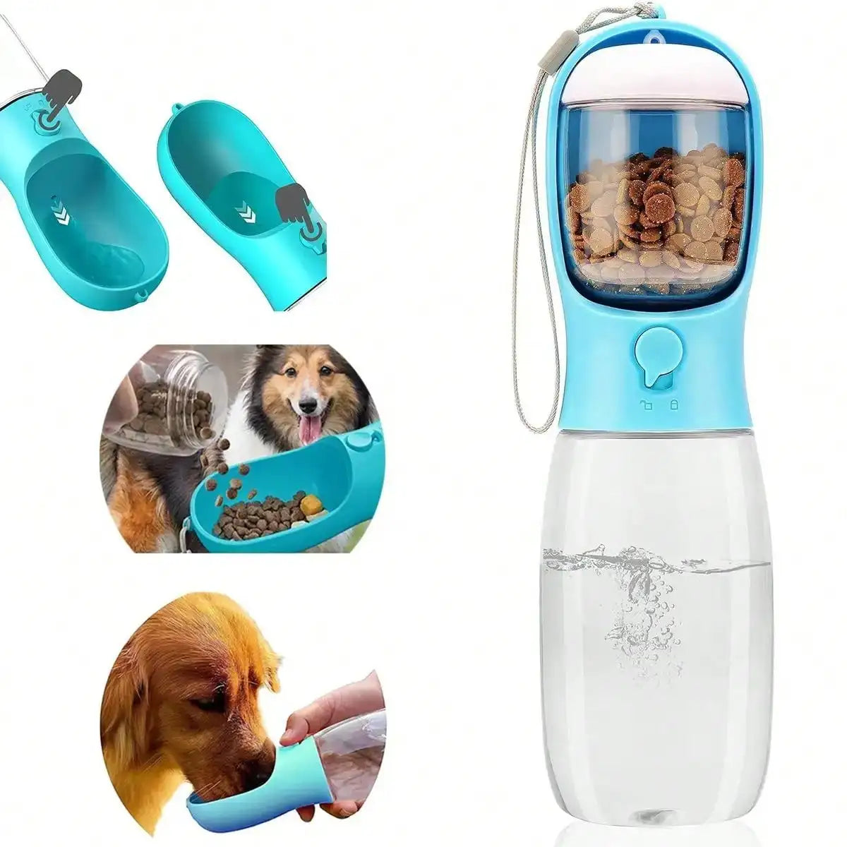 Portable Dog Water Bottle With Food Dispenser 3 In 1