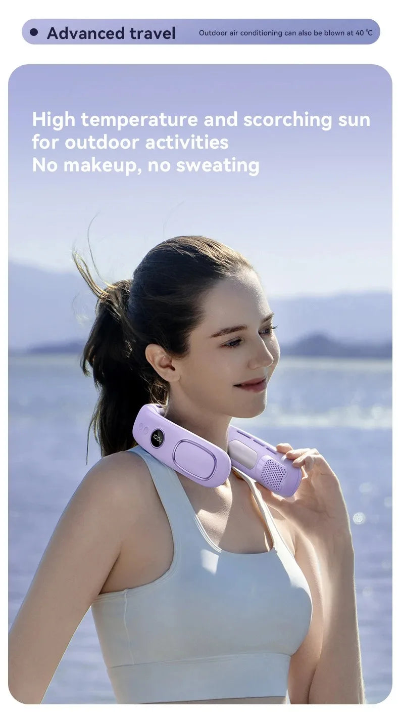 N90 Neck Fan Bladeless Wearable USB Rechargeable With 5-Speed Modes