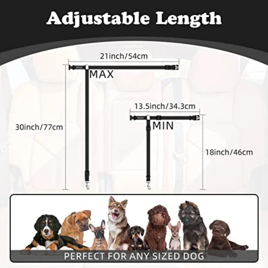 Dog Cat Safety Seat Belt Straps, Adjustable Nylon, Vehicle Restraints