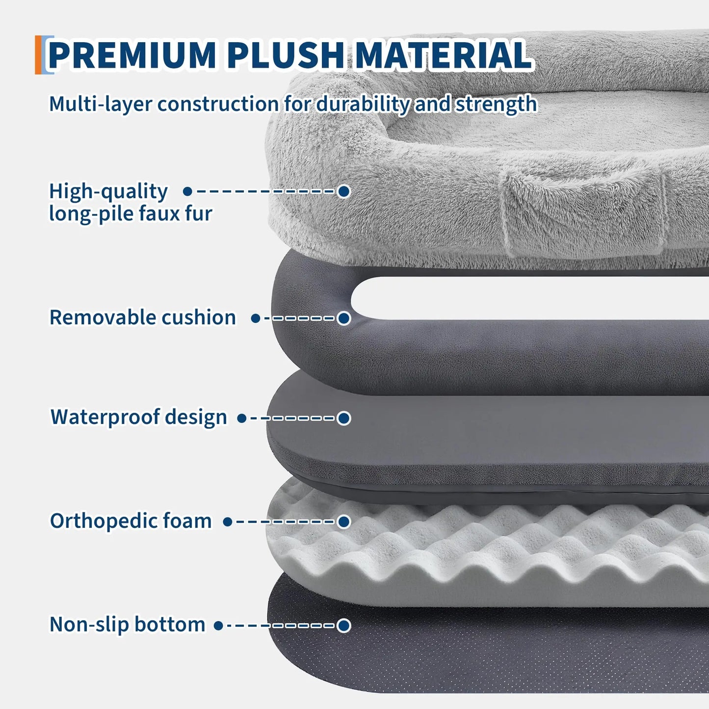 HiMISS Human and Pet Shared Bed Plush Fleece Nest Comfort