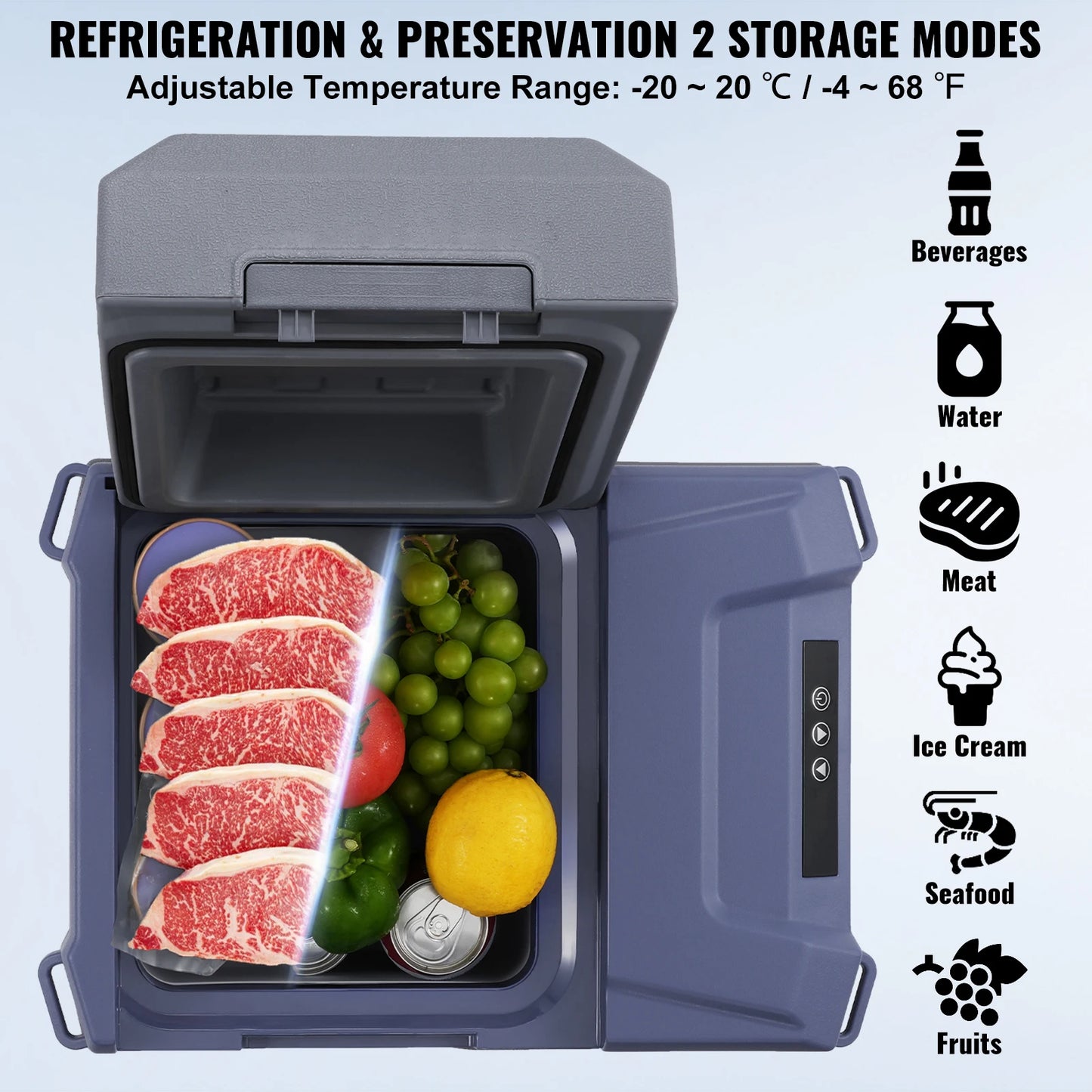 SucceBuy Portable Car Refrigerator Dual Zone Bluetooth Cooler RV