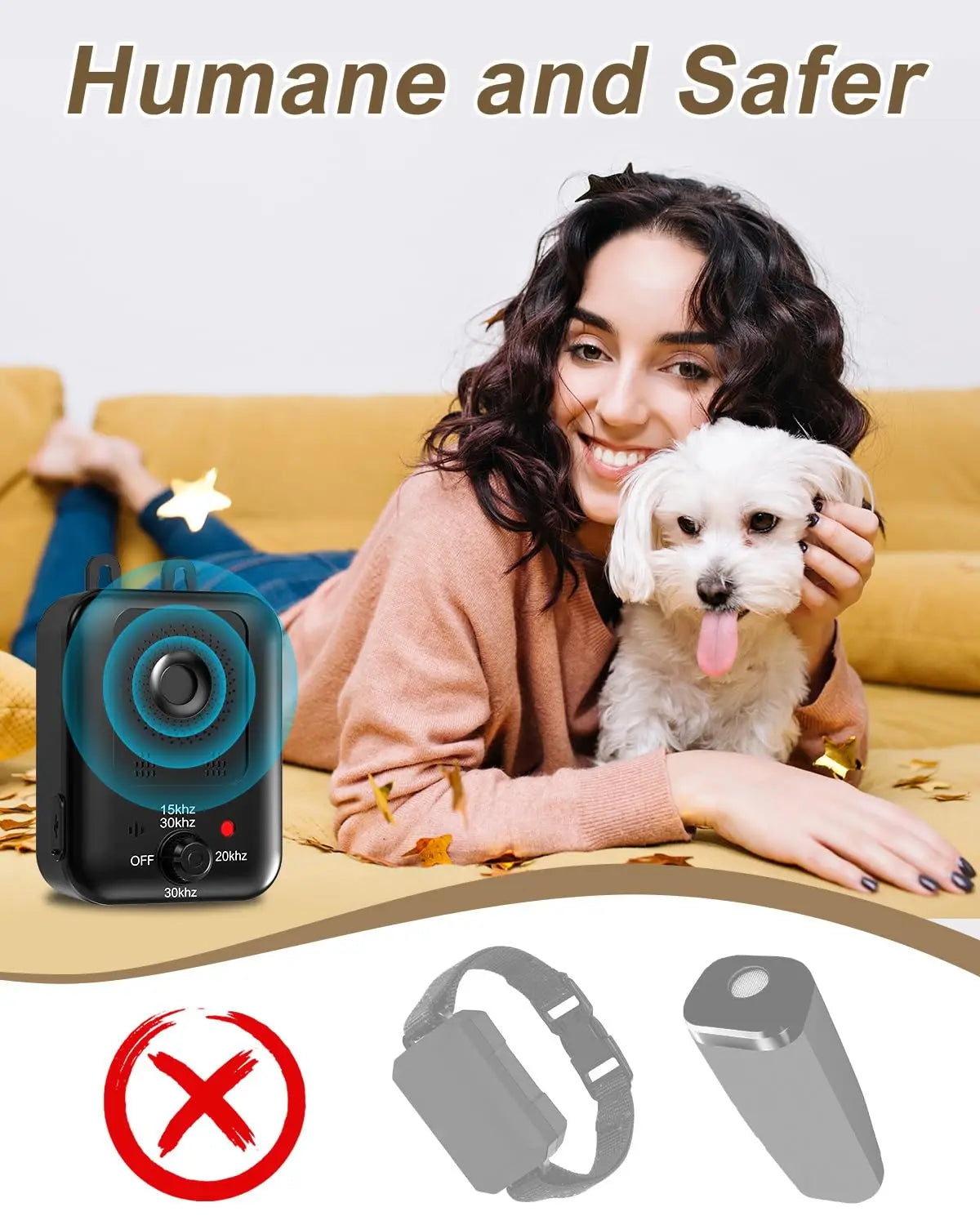 PetEdu Rechargeable Automatic Bark Deterrent For Dogs Indoor Outdoor Ultrasonic