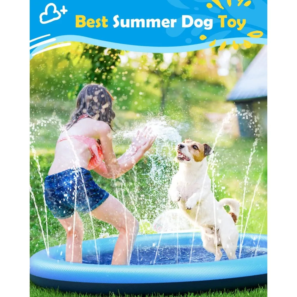 Splash Pad for Dogs and Kids Anti Slip Outdoor Water Play Mat Backyard