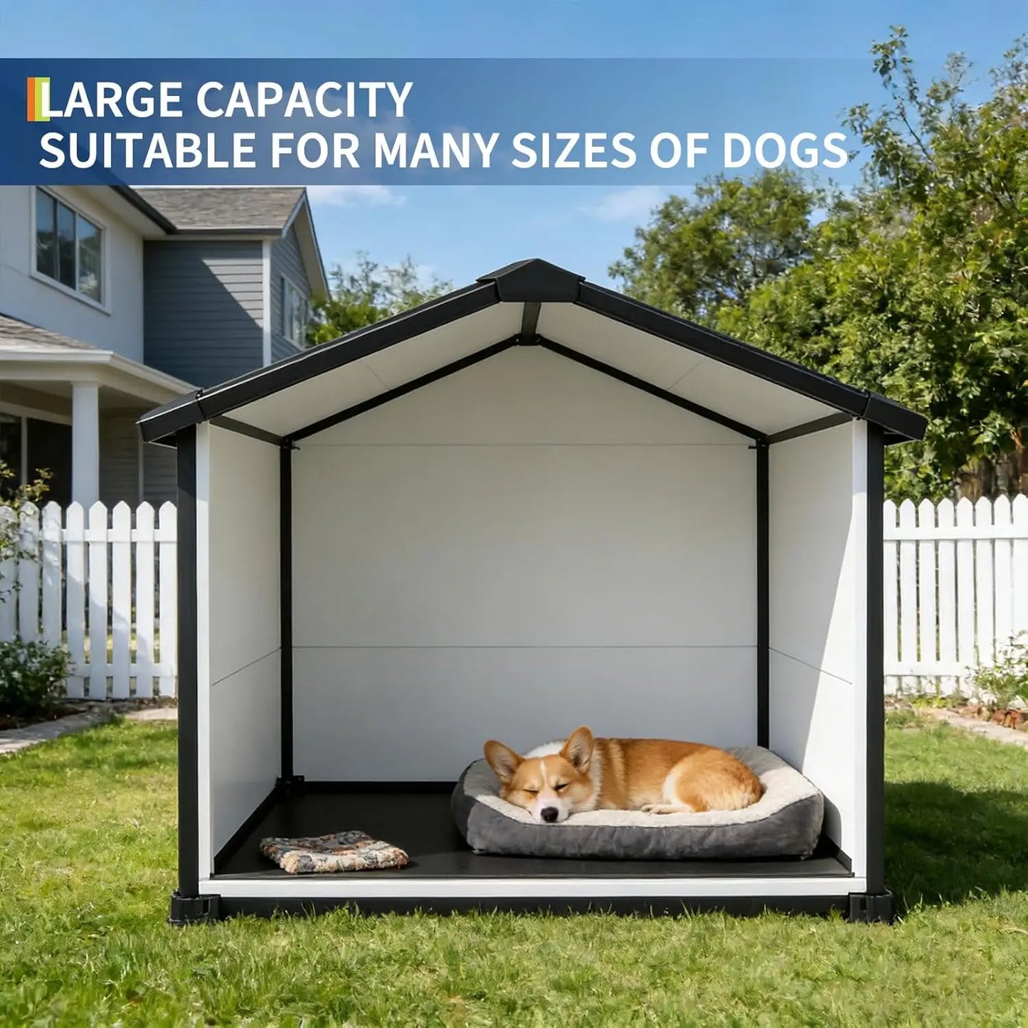 HiMISS Indoor Outdoor Waterproof Dog House With Removable Roof
