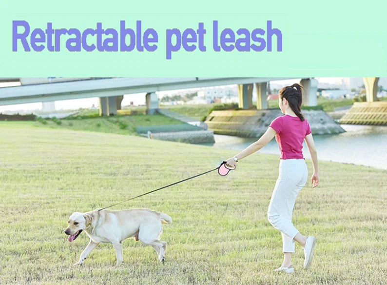 Retractable Nylon Dog Leash With Reflective Feature