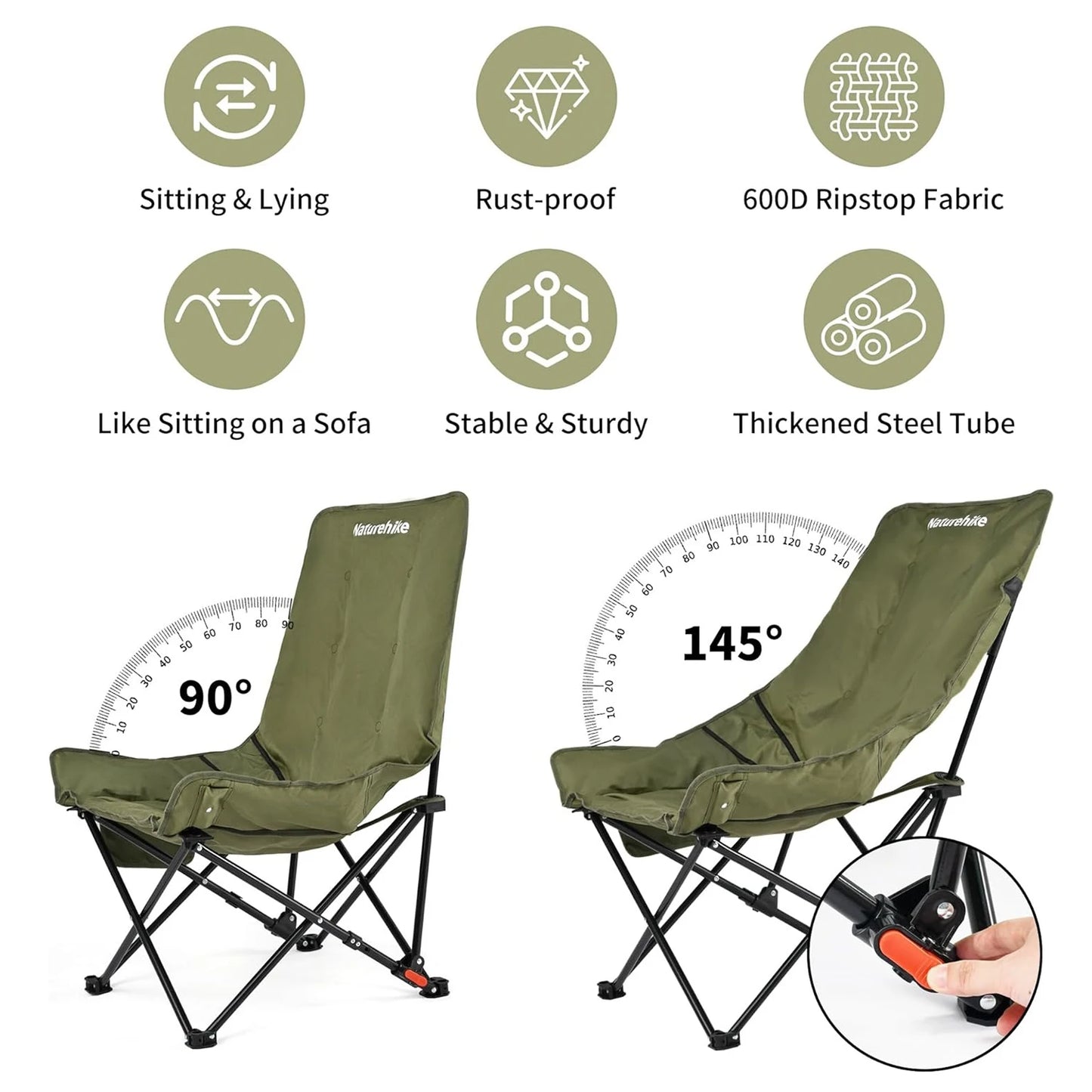Naturehike High Back Moon Chair Folding Lounge Outdoor Camping Chair