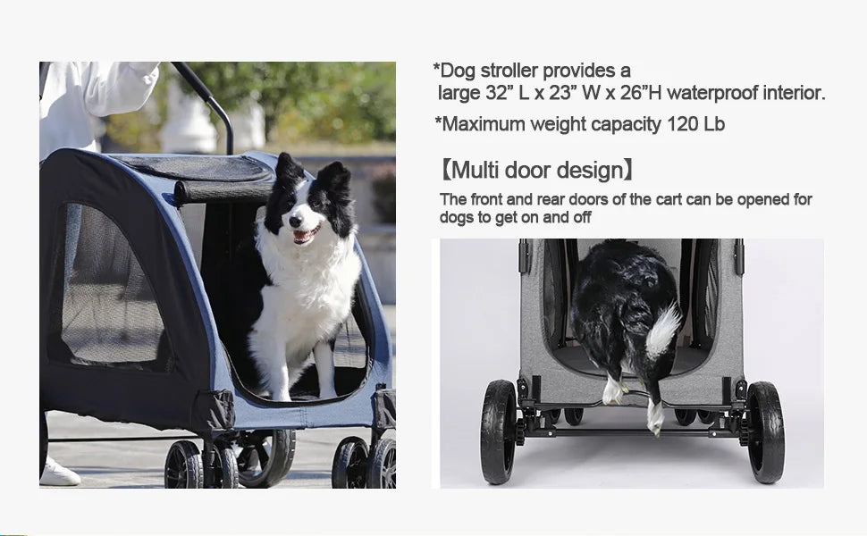 Heavy Duty Dog Stroller Foldable Wagon With 360 Degree Wheels