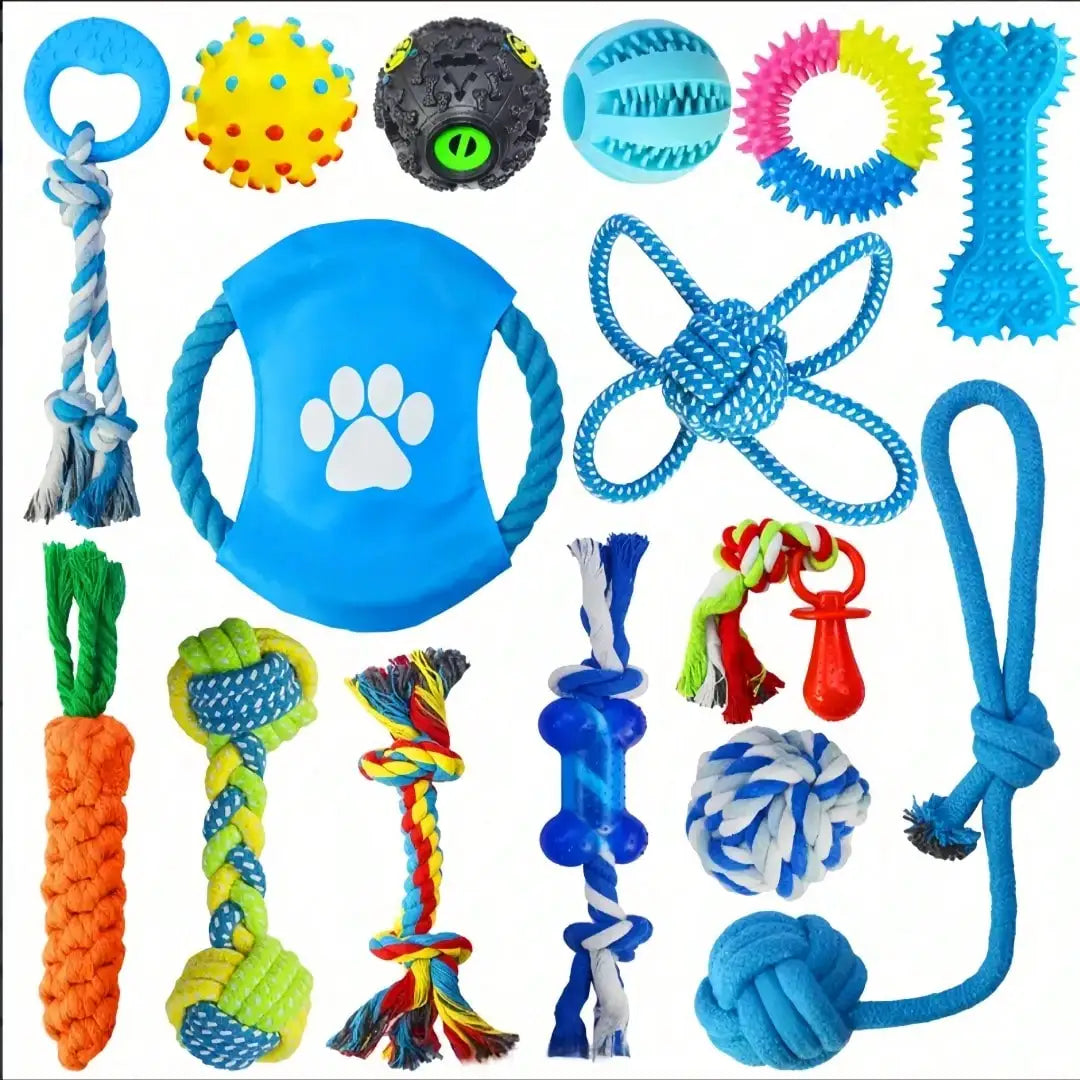4 Piece Pet Toy Set Durable Dog Toys Ball Rope Puzzle Toys